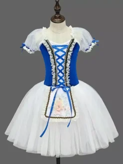 Ballet Dress Red Lace Bandage Girl's Kid's Ballerina Polyester Dress Dancing Wear