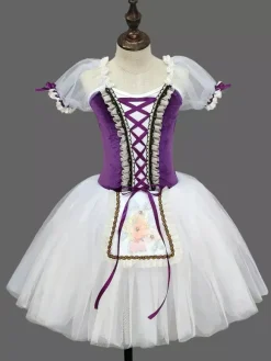 Ballet Dress Red Lace Bandage Girl's Kid's Ballerina Polyester Dress Dancing Wear