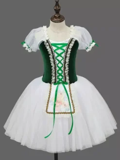 Ballet Dress Red Lace Bandage Girl's Kid's Ballerina Polyester Dress Dancing Wear