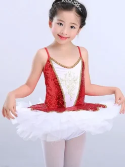 Ballet Dress Red Sequin Tutu Ballerina Dresses Girls Ballet Dance Costume