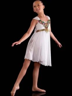 Ballet Dress Red Women's Kid's Ballerina Rhinestones Polyester Dress Dancing Wear