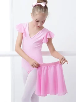 Ballet Dress Violet Women's Kid's Ballerina Pleated Artwork Shaping Lycra Spandex Skirt Set performance wear
