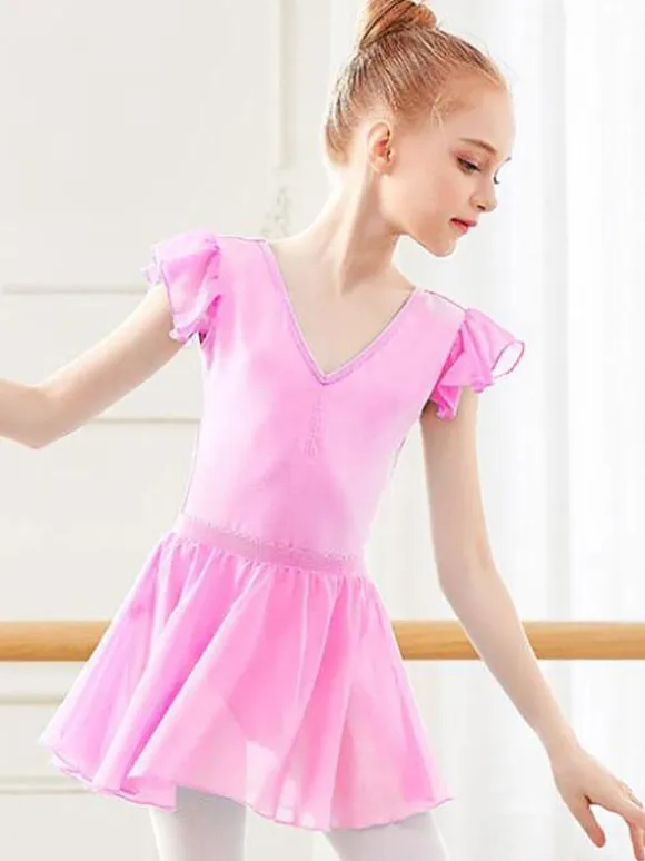 Ballet Dress Violet Women's Kid's Ballerina Pleated Artwork Shaping Lycra Spandex Skirt Set performance wear