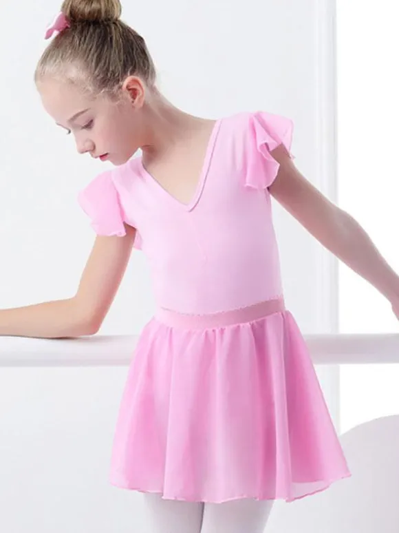 Ballet Dress Violet Women's Kid's Ballerina Pleated Artwork Shaping Lycra Spandex Skirt Set performance wear
