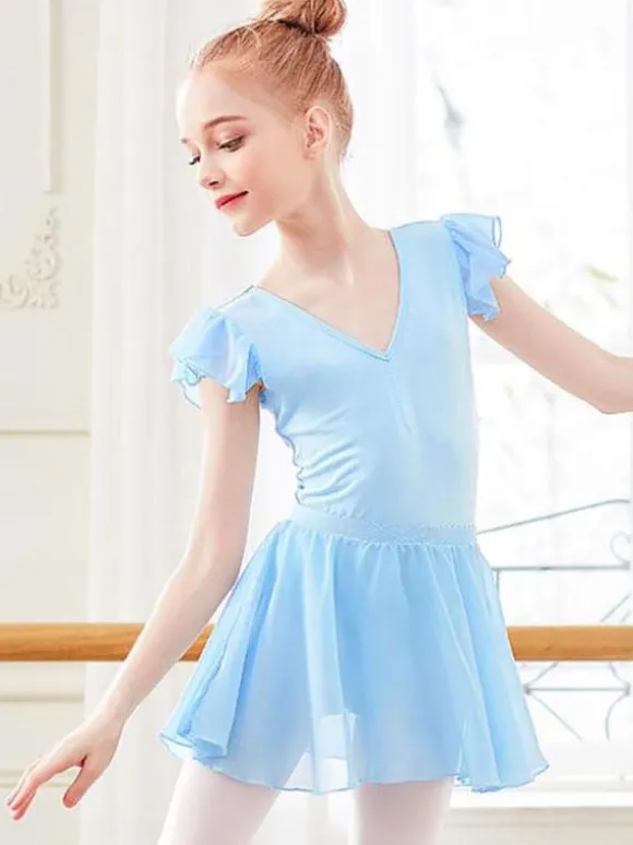 Ballet Dress Violet Women's Kid's Ballerina Pleated Artwork Shaping Lycra Spandex Skirt Set performance wear
