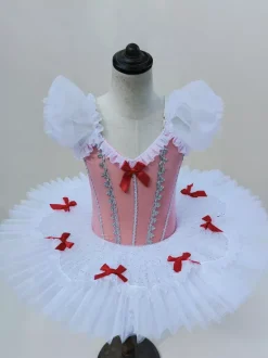 Ballet Dress White Girl's Kid's Ballerina Bowknot Polyester Ballet Dress