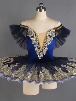 Ballet Dress White Women's Adult's Ballerina Ruffles Lace Polyester Dress Set Performance Wear