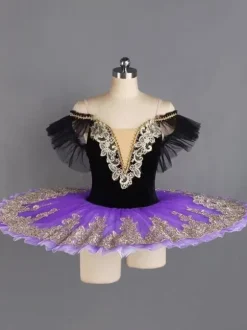 Ballet Dress White Women's Adult's Ballerina Ruffles Lace Polyester Dress Set Performance Wear