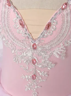 Ballet Pink Girl's Kid's Lace Applique V-Neck Ballerina Polyester Dress Dancing Wear