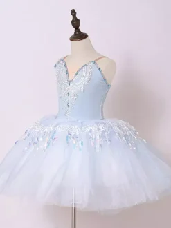 Ballet Pink Girl's Kid's Lace Applique V-Neck Ballerina Polyester Dress Dancing Wear