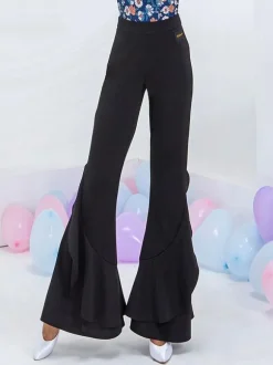 Ballroom Dance Costumes Black Lycra Spandex Flared Pants Dance Wear