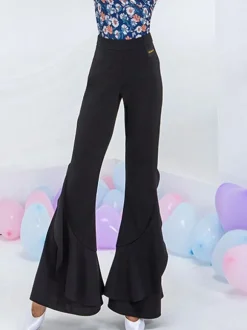 Ballroom Dance Costumes Black Lycra Spandex Flared Pants Dance Wear