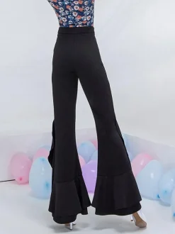 Ballroom Dance Costumes Black Lycra Spandex Flared Pants Dance Wear