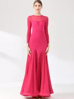 Ballroom Dance Costumes Black Women's Elegant Transparente Jewel Neck Dress Layered Dance Dress Waltz Salsa Dancing Clothes Tango Flamenco Dancewear