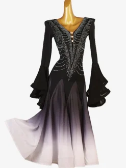 Ballroom Dance Costumes Black Women's Lycra Spandex Dress Dance Wear