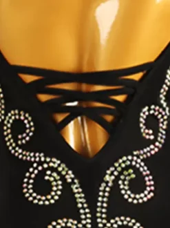 Ballroom Dance Costumes Black Women's Sexy Lycra Spandex Dress Dance Dress