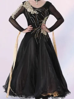 Ballroom Dance Costumes Black Women's Elegant Lycra Spandex Dress Dance Dress