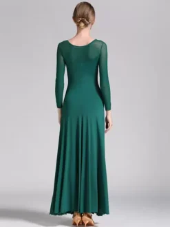 Ballroom Dance Costumes Black Women's Elegant Transparente Jewel Neck Polyester Dress Dance Wear
