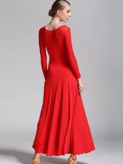 Ballroom Dance Costumes Black Women's Elegant Transparente Jewel Neck Polyester Dress Dance Wear