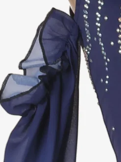 Ballroom Dance Costumes Deep Blue Women's Elegant Lycra Spandex Tunic Dress Backless Dancing Wear