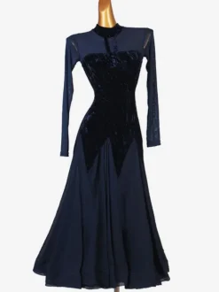 Ballroom Dance Costumes Ink Blue Women's Lycra Spandex Dress Dancing Wear