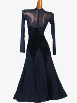 Ballroom Dance Costumes Ink Blue Women's Lycra Spandex Dress Dancing Wear