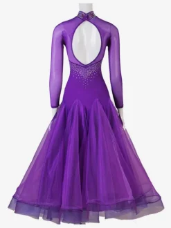 Ballroom Dance Costumes Purple Women's Lycra Spandex Set Dance Dress