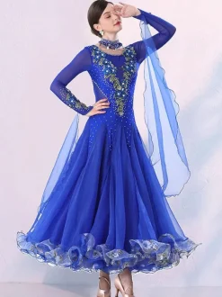 Ballroom Dance Costumes Pink Women's Lycra Spandex Dress Dancing Wear