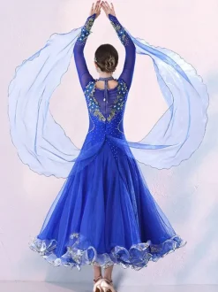 Ballroom Dance Costumes Pink Women's Lycra Spandex Dress Dancing Wear