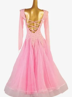 Ballroom Dance Costumes Pink Women's Sexy Lycra Spandex Tunic Dress Dance Dress