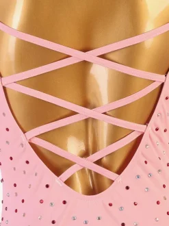 Ballroom Dance Costumes Pink Women's Sexy Lycra Spandex Tunic Dress Dance Dress
