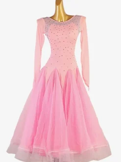 Ballroom Dance Costumes Pink Women's Sexy Lycra Spandex Tunic Dress Dance Dress