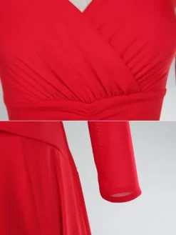 Ballroom Dance Costumes Royal Blue Women's Elegant V-Neck Polyester Dress Pleated Pleated Dance Wear