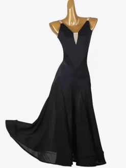 Ballroom Dance Costumes Royal Blue Women's Sexy V-Neck Lycra Spandex Dress Backless Dance Dress