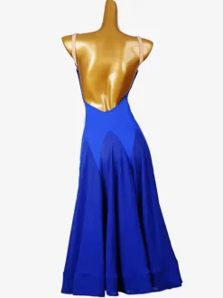 Ballroom Dance Costumes Royal Blue Women's Sexy V-Neck Lycra Spandex Dress Backless Dance Dress