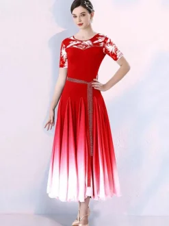 Ballroom Dance Costumes Ture Red Women's Lycra Spandex Dress Dance Dress