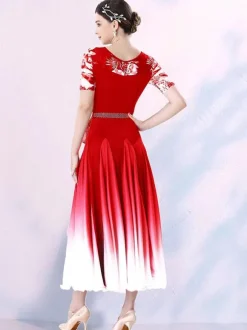 Ballroom Dance Costumes Ture Red Women's Lycra Spandex Dress Dance Dress