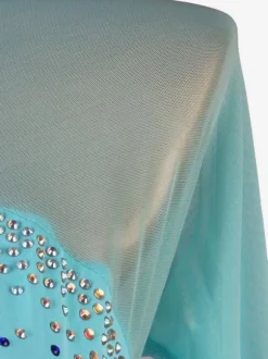 Ballroom Dance Dress Costumes Cyan Blue Women's Lycra Spandex Set Dress Dancing Wear