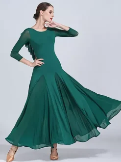 Ballroom Dance Dresses For Women Waltz Tango Practice Dance Dresses Elastic Flamenco