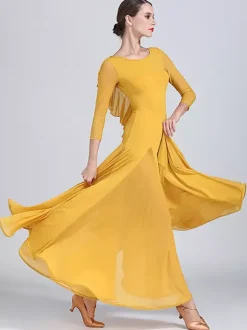 Ballroom Dance Dresses For Women Waltz Tango Practice Dance Dresses Elastic Flamenco