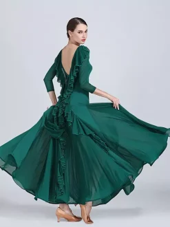 Ballroom Dance Dresses For Women Waltz Tango Practice Dance Dresses Elastic Flamenco