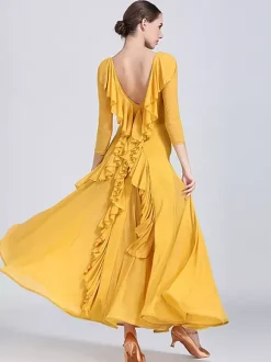 Ballroom Dance Dresses For Women Waltz Tango Practice Dance Dresses Elastic Flamenco