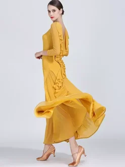 Ballroom Dance Dresses For Women Waltz Tango Practice Dance Dresses Elastic Flamenco