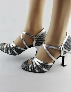 Ballroom Dance Shoes 2026 Latin Dancing Shoes Women Criss Cross Almond Toe High Heel Dance Shoes