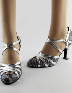 Ballroom Dance Shoes 2026 Latin Dancing Shoes Women Criss Cross Almond Toe High Heel Dance Shoes