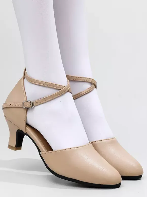 Ballroom Dance Shoes Women's Round Toe Criss Cross Latin Dance Shoes