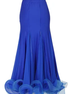 Ballroom Dance Skirt Organza Pleated Ruffles Layered Flare Ballroom Dancing Costume