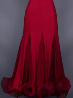 Ballroom Dance Skirt Organza Pleated Ruffles Layered Flare Ballroom Dancing Costume