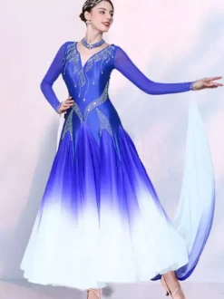Ballroom Dance Costumes Black Women's Elegant Lycra Spandex Dance Dress