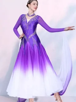 Ballroom Dance Costumes Black Women's Elegant Lycra Spandex Dance Dress